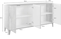 Credenza 4 Ante 160x40x82 cm Sunrise Bianco Lucido e Ardesia