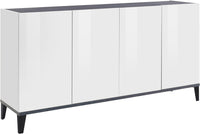 Credenza 4 Ante 160x40x82 cm Sunrise Bianco Lucido e Ardesia