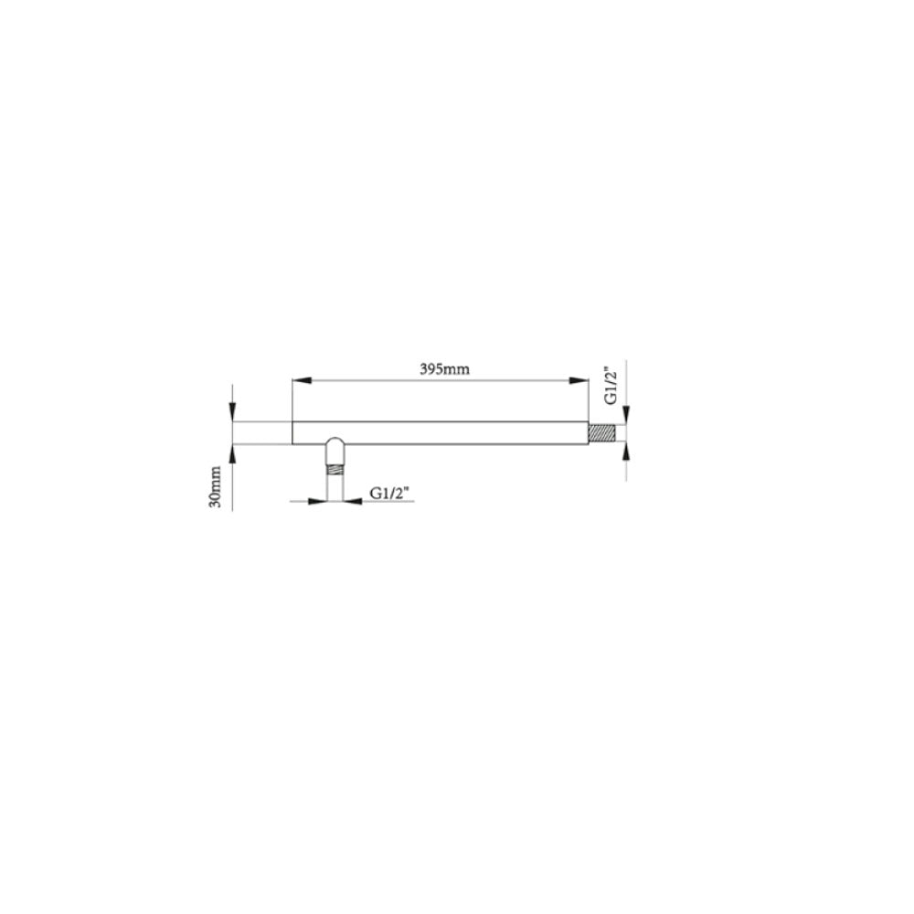 Braccio doccia tondo in ottone cm 39,5 attacchi G 1/2''