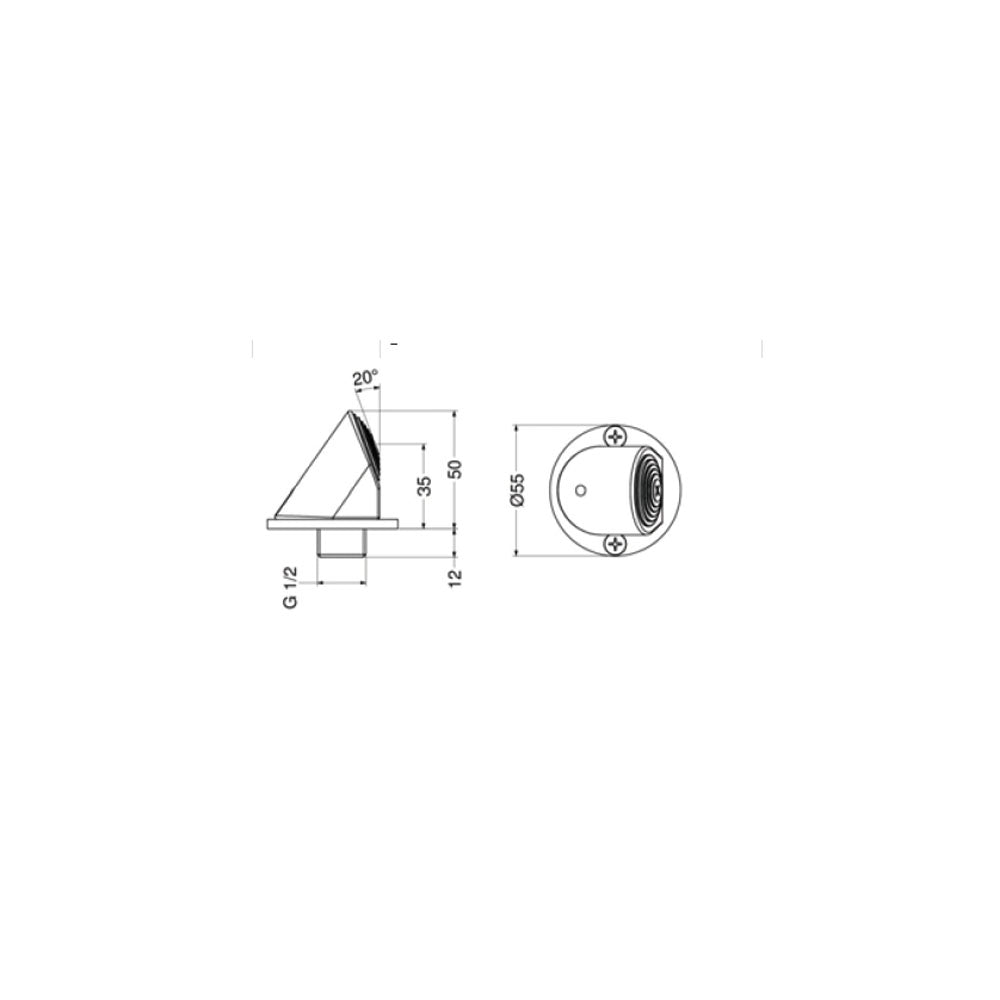 Braccio doccia antivandalo Idral con soffione fisso, attacco G 1/2''