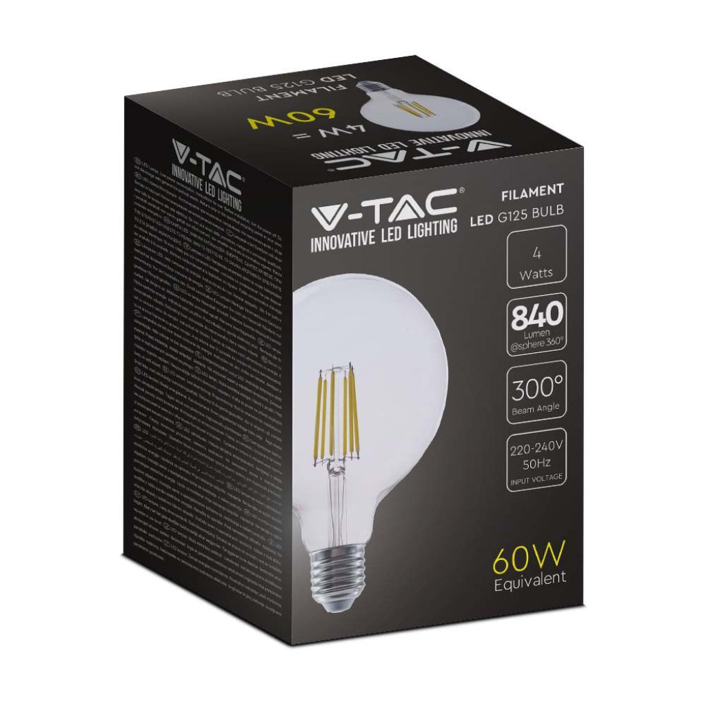 Bulbo LED - Filamento 4W E27 G125 Copertura trasparente 3000K