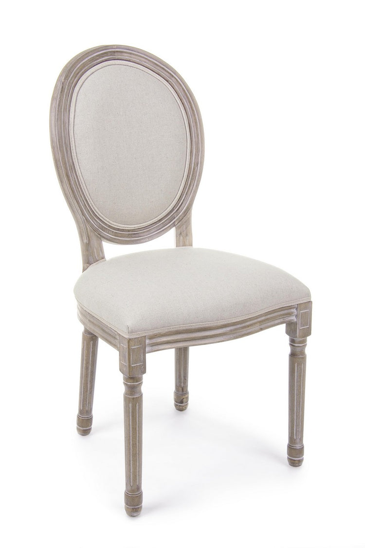 Sedia in Tessuto Legno Classica Soggiorno Stile Shabby Chic Mathilde Bizzotto