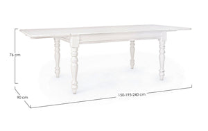 Tavolo Allungabile Legno Bianco Country Chic Shabby 150 240 cm 10 posti Colette