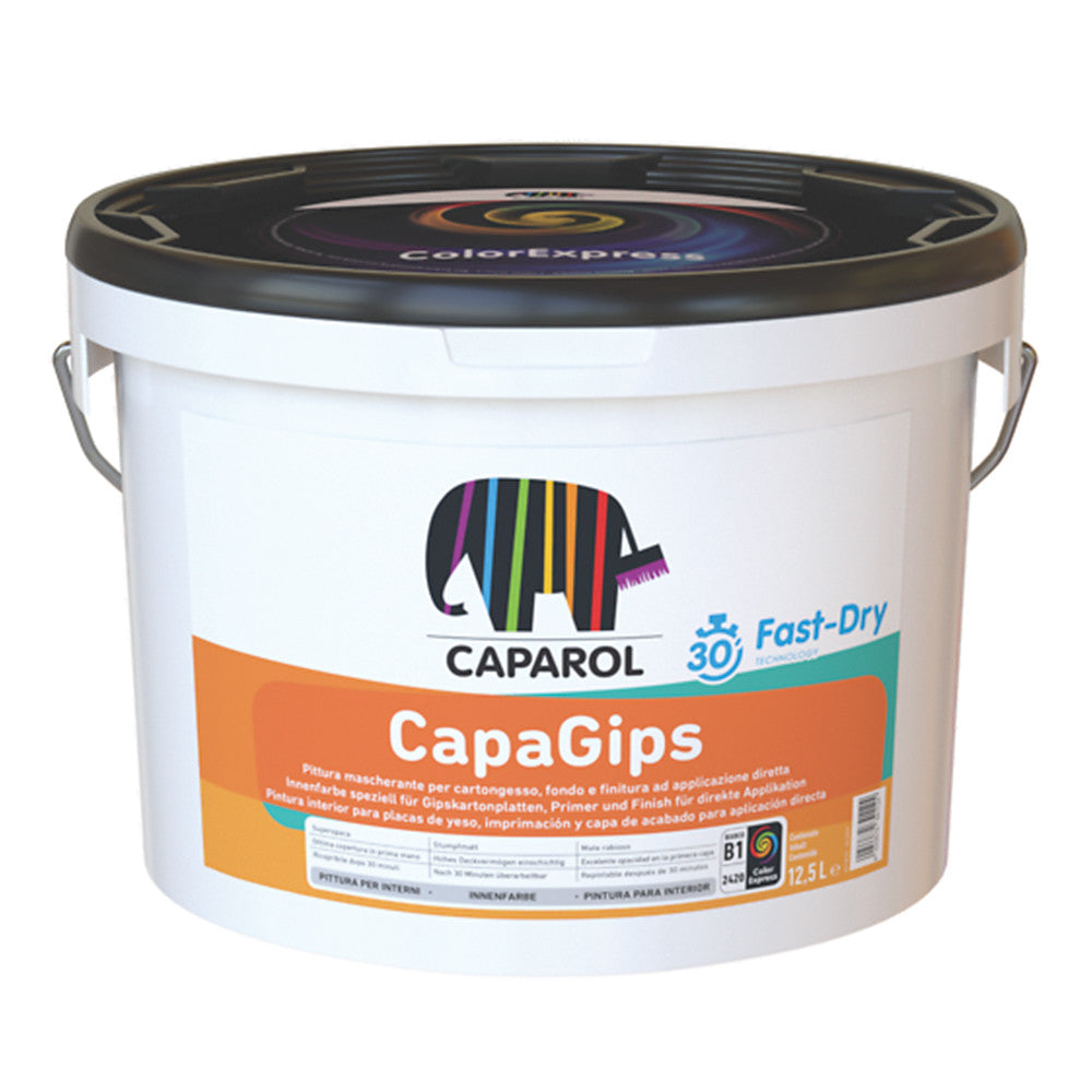 Capagips - Pittura Mascherante Per Cartongesso Fondo E Finitura Ad Applicazione  Diretta - 12,5L - Colore Bianco - Caparol