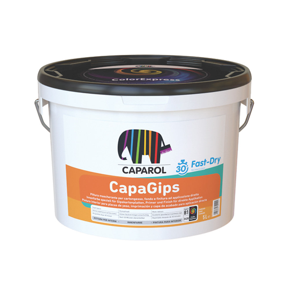 Capagips - Pittura Mascherante Per Cartongesso Fondo E Finitura Ad Applicazione  Diretta - 5L - Colore Bianco - Caparol