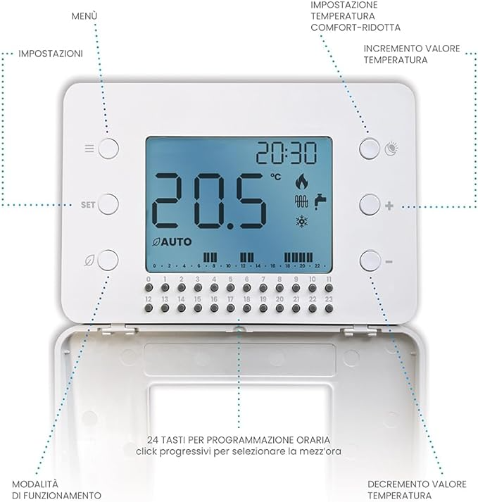 Cronotermostato techno duo a parete giornaliero  Imit control system