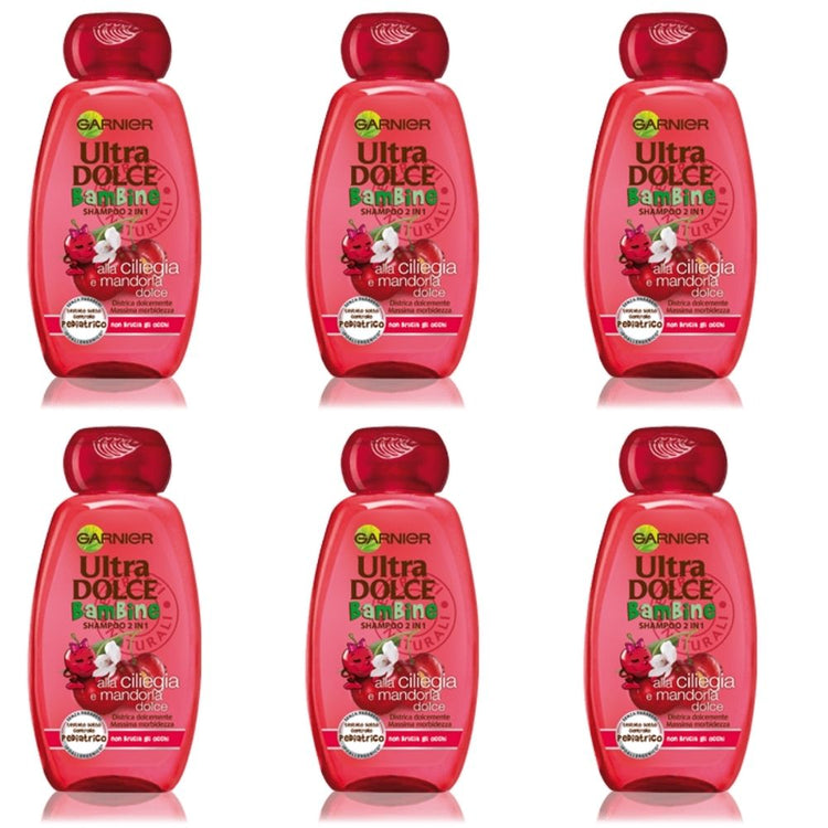 Shampoo 2in1 bambine garnier ultra dolce alla ciliegia 6 confezioni da 300 ml