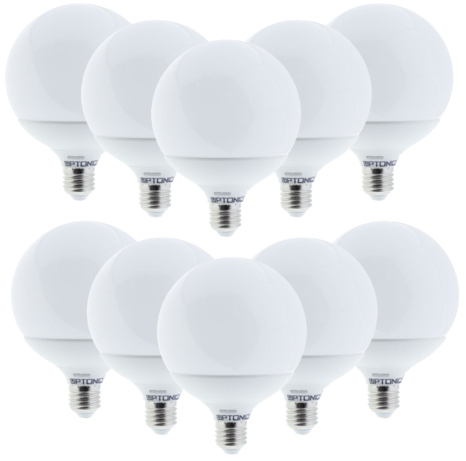 Lampadina led globo e27 15watt resa 88watt risparmio energetico 6000k pezzi 10