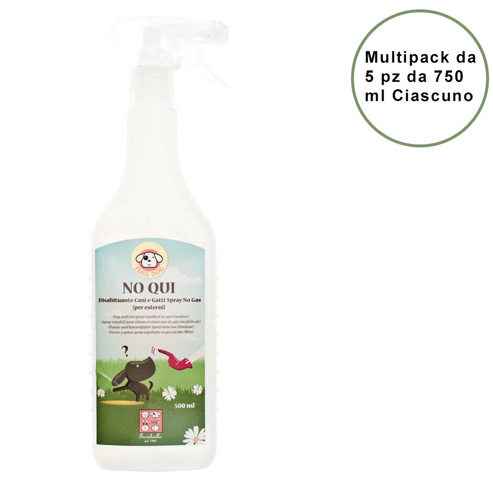 Disabituante spray per esterni per cani e gatti fuss-dog no qui confezione da 5 pz cad. 750 ml