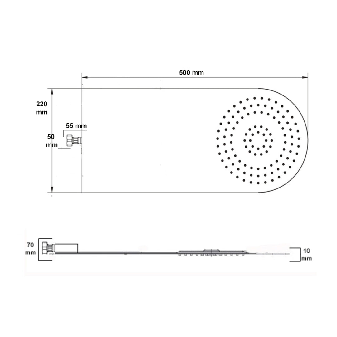 Wall kit a parete da incasso a muro acciaio inox + soffione doccia a parete acciaio inox punta tonda