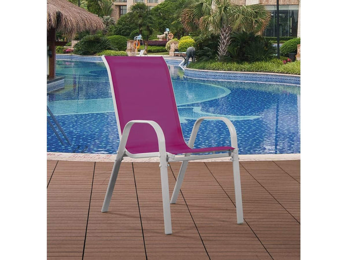 Sedie da Giardino Alluminio Textilene Rosa Set 4 Pezzi Habitat et Jardin