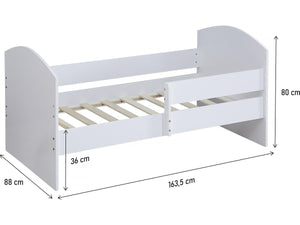 Letto per Bambini 80x160cm Legno Bianco con Barriera Habitat et Jardin