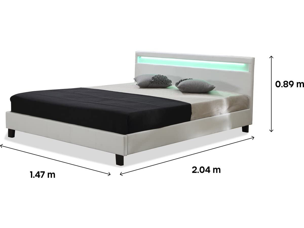 Habitat et Jardin Letto LED Matrimoniale 160x200cm Bianco con Illuminazione