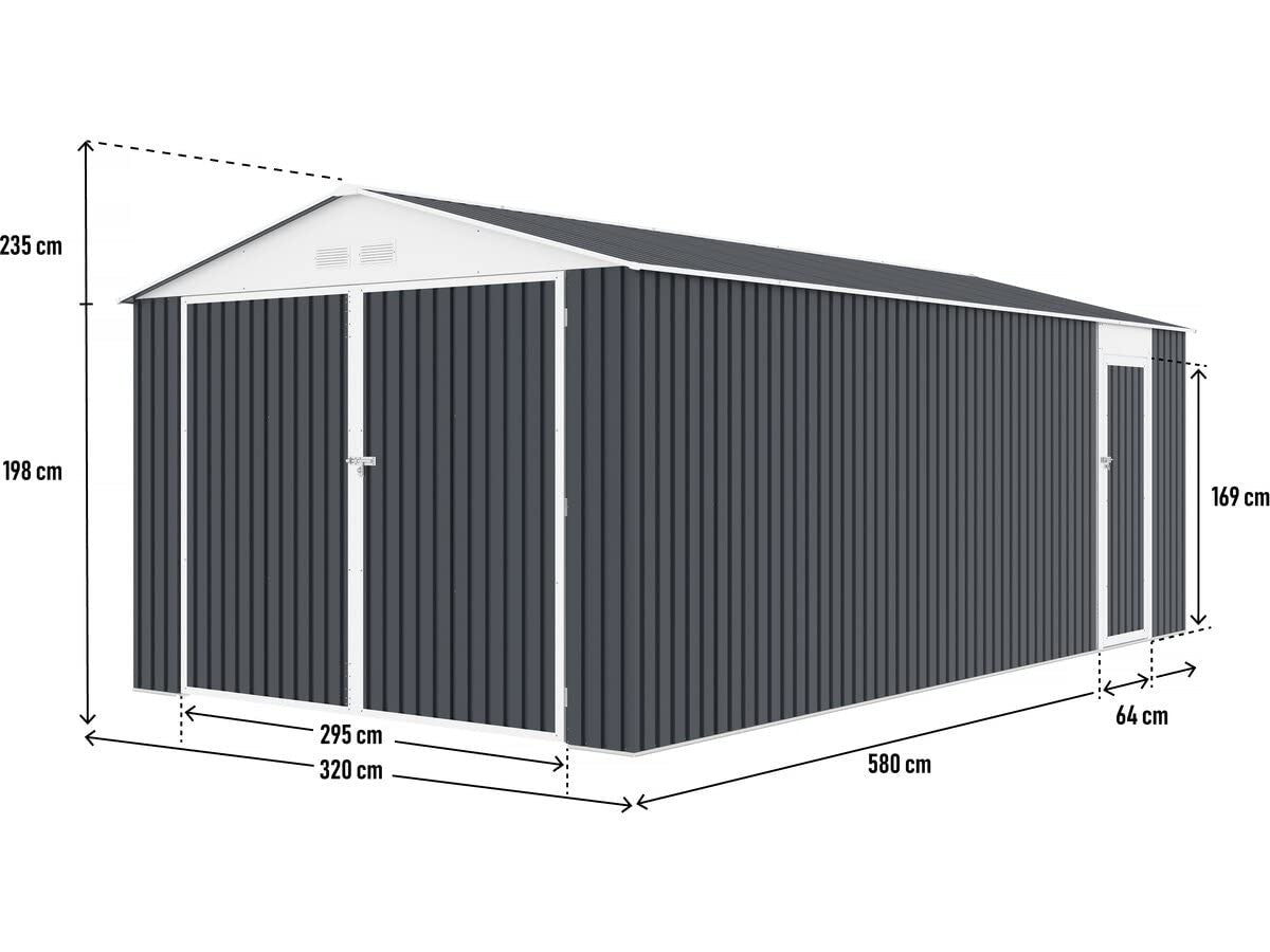 Habitat et Jardin Garage Metallo 18,56 m² Double Battante Acciaio Galvanizzato Antracite