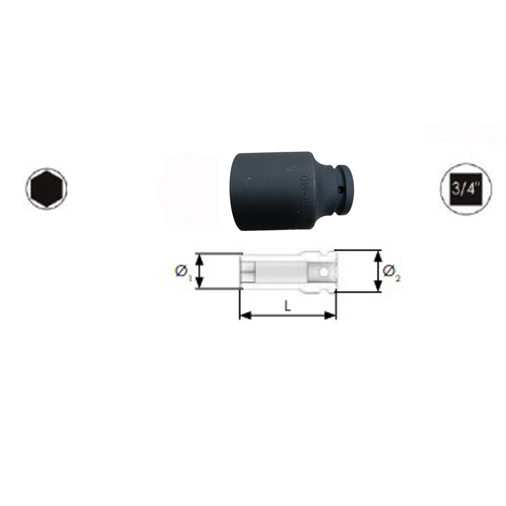 BUSSOLA BUSSOLE A IMPATTO SERIE LUNGA CAVE ESAGONALI 3/4" MISURA 38mm KRINO 64063190