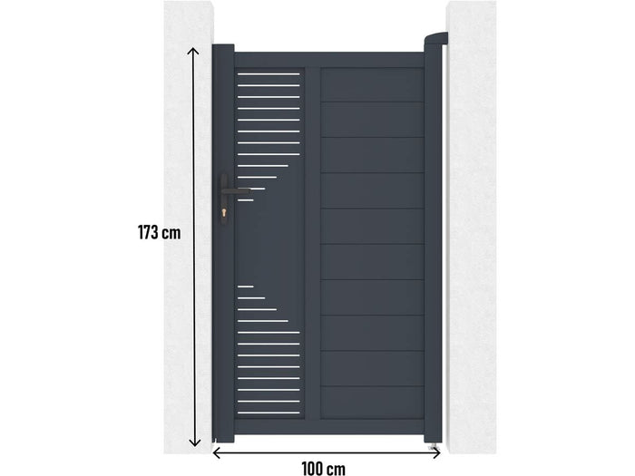 Cancello Alluminio 100x173 cm Antracite a Battente Habitat et Jardin