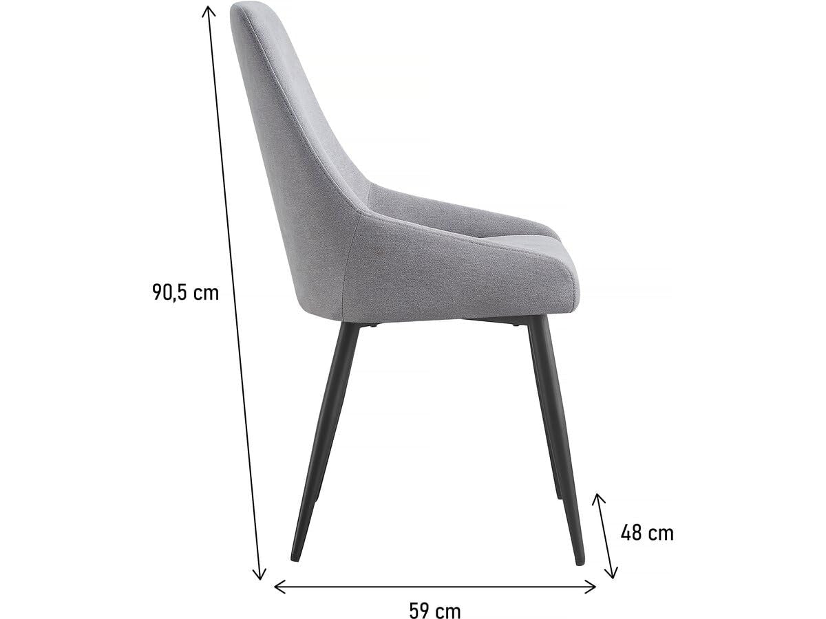 Set 2 Sedie Pranzo Tessuto Grigio 85cm Moderne Ergonomiche Senza Braccioli