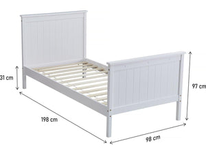 Habitat et Jardin Letto Singolo Bambini Legno Massello Bianco 90x190 cm