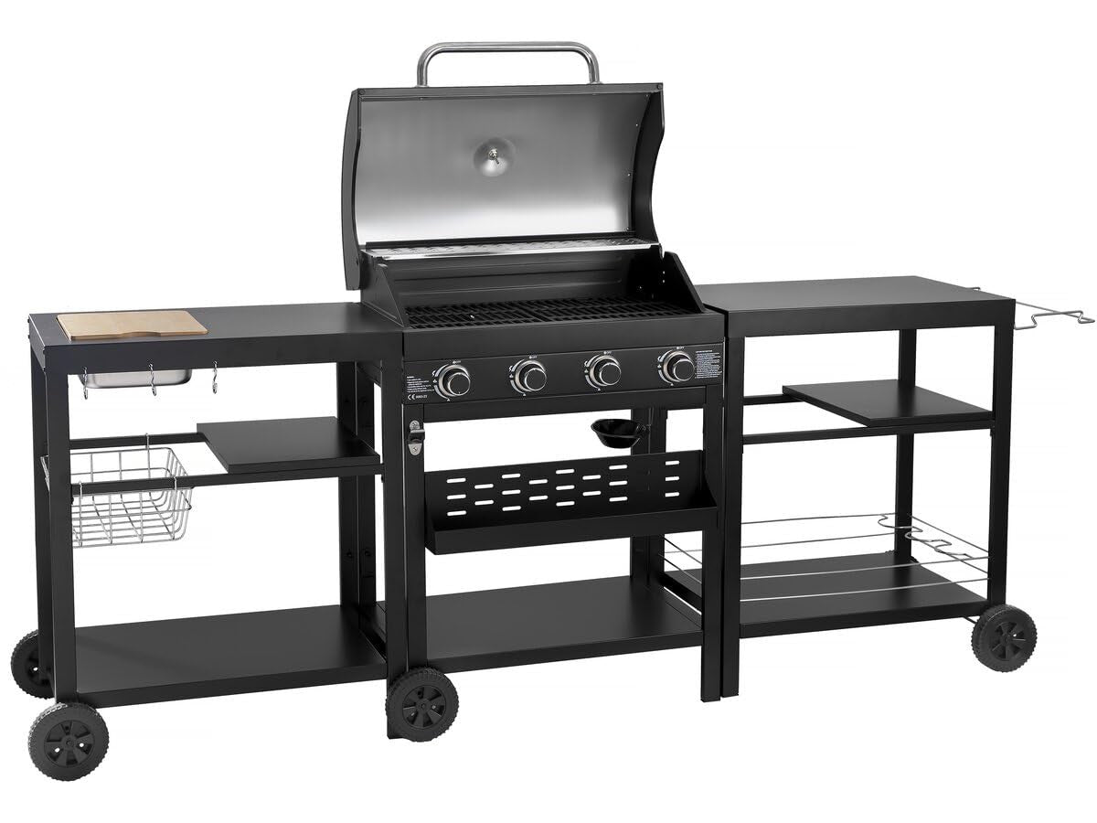 Habitat et Jardin Barbecue a Gas 4 Bruciatori 12 kW Nero