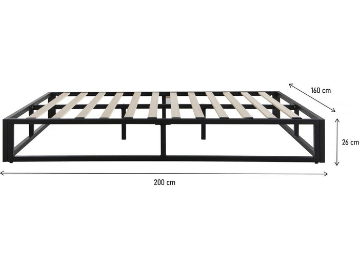 Struttura Letto 160x200 cm Metallo Nero Queen Size Habitat et Jardin