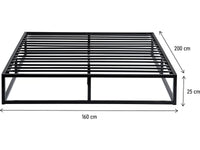 Struttura Letto 160x200 cm Metallo Nero con Rete a Doghe Habitat et Jardin