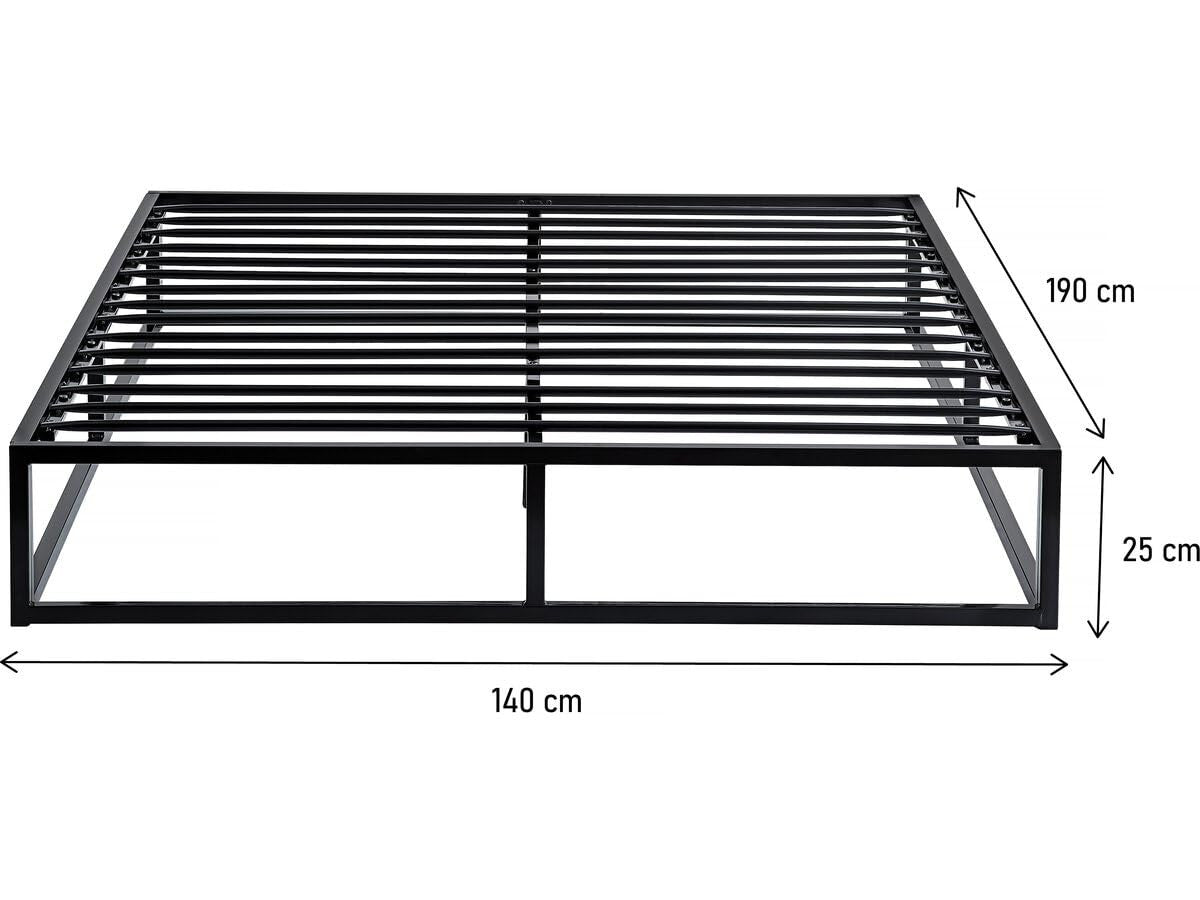 Habitat et Jardin Struttura Letto 140x190 cm Metallo Nero Moderno