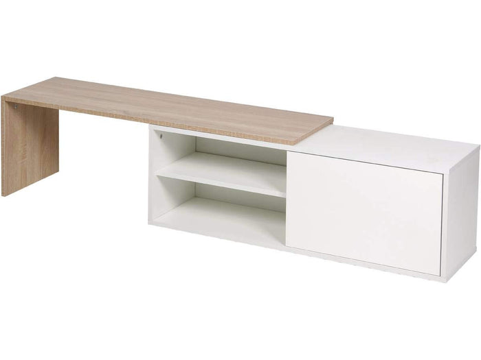 Tavolino 209x32x36cm Bianco e Rovere Rettangolare Habitat et Jardin