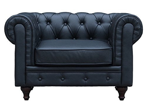 Poltrona Chesterfield Nero Tessuto 111x82x70 cm Habitat et Jardin