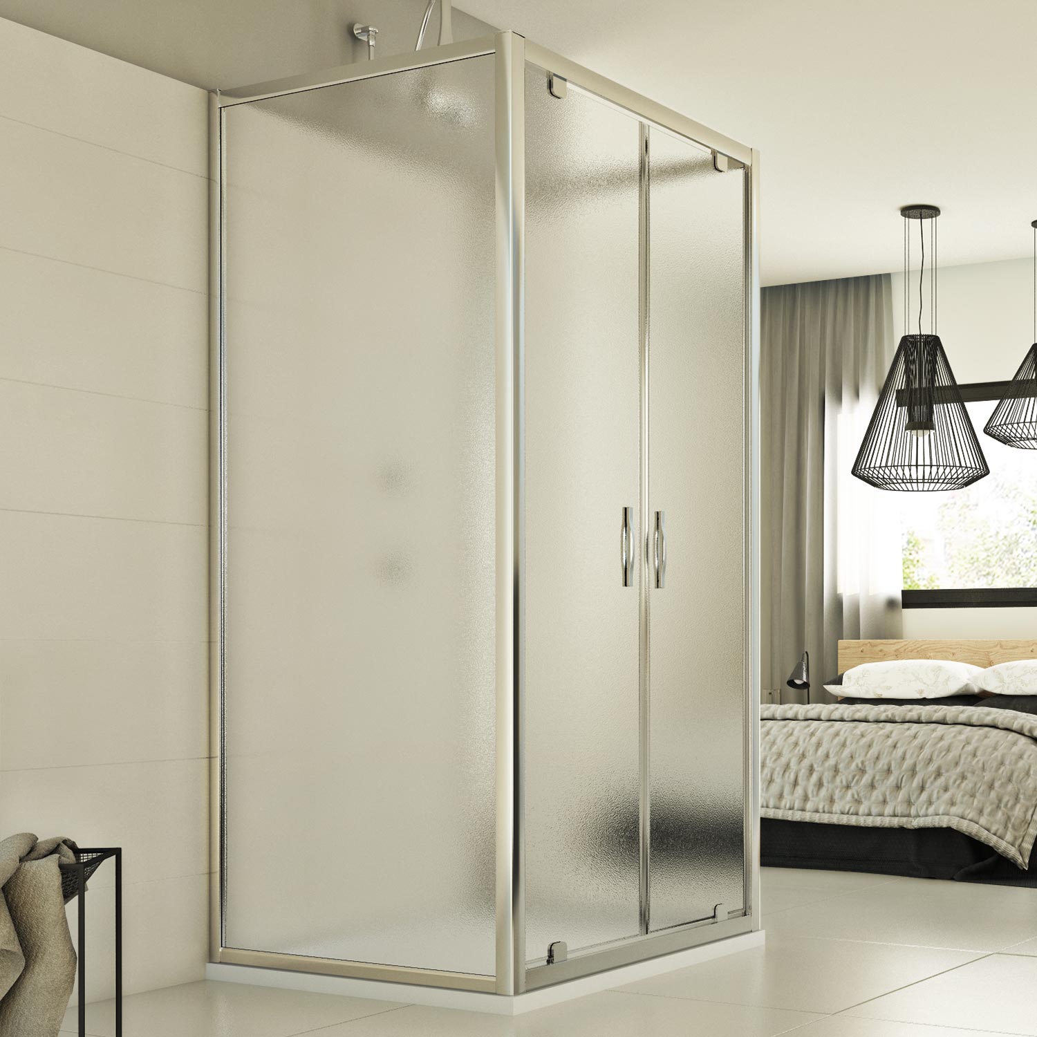 Box Doccia 3 lati 90x130x90 CM H198 stampato C mod. Cristal Trio 2 Ante