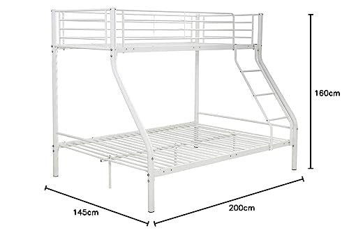 Letto a Castello Metallo Bianco Doppio 90x190+140x190 cm Habitat et Jardin