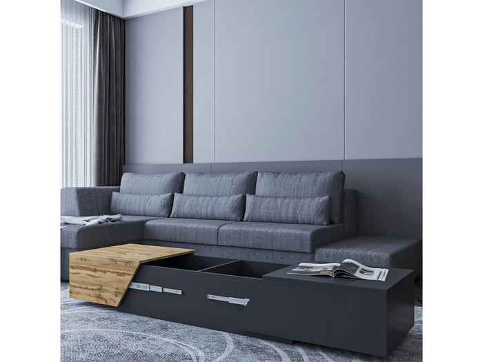 Tavolino con cassapanca 124x60x42cm MDF grigio da esterno Habitat et Jardin