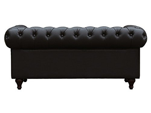 Habitat et Jardin Divano Chesterfield 2 Posti 157 cm Marrone Tessuto