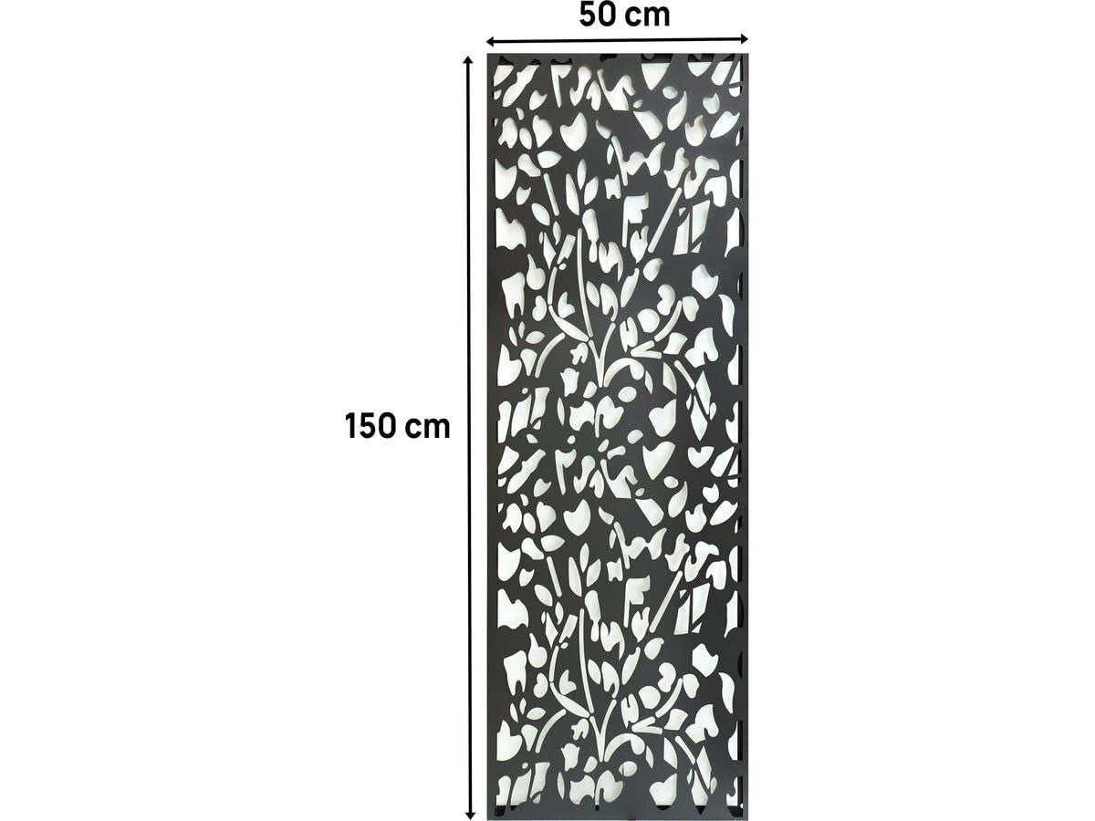 Recinzione Decorativa Floreale Metallo Antracite 50x150cm Habitat et Jardin