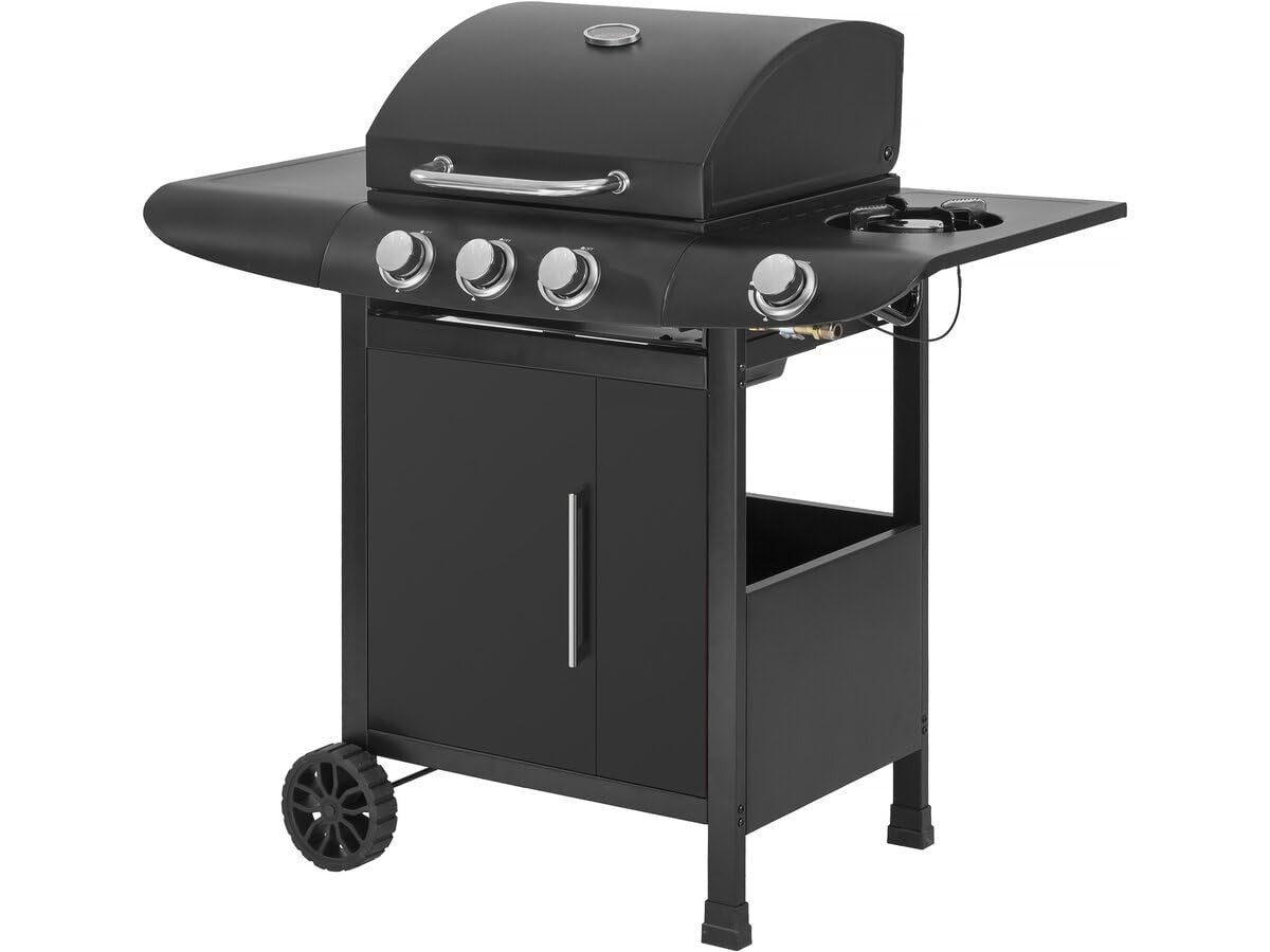 Habitat et Jardin Barbecue a Gas 4+1 Fornelli 11,5 kW Acciaio Inox Nero