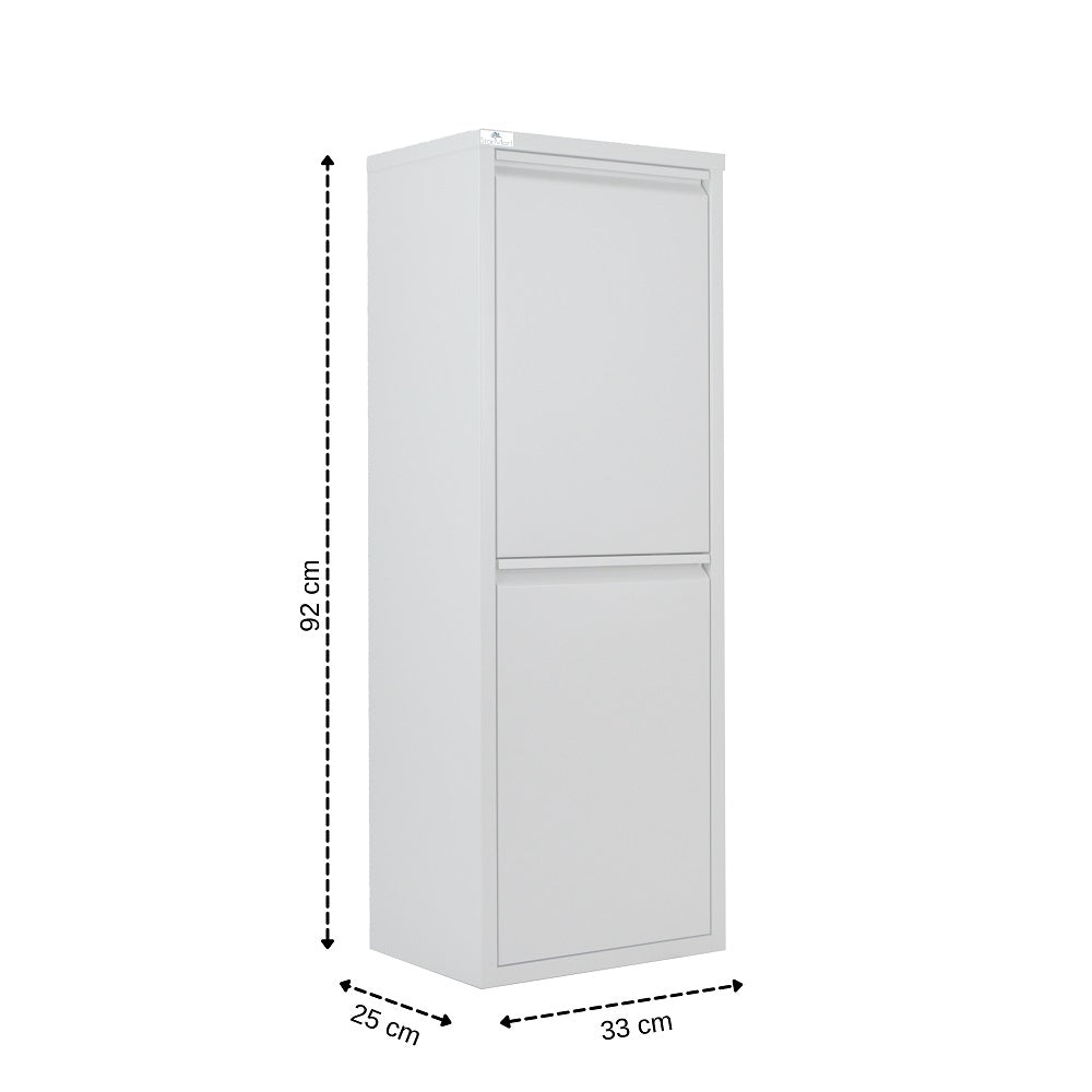 Pattumiera per Raccolta Differenziata EcoPatty, 2 Bidoni, GRIGIO, Mobile metallo Salvaspazio, Interno/Esterno