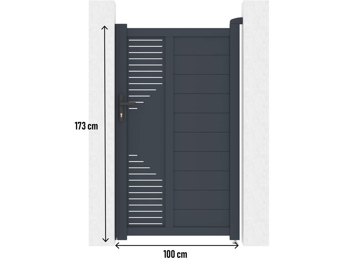 Cancello Alluminio 100x173 cm Antracite a Battente Habitat et Jardin