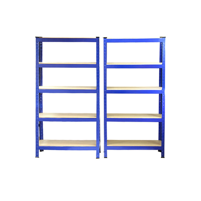 2 Scaffali in Acciaio Senza Bulloni T-Rax Blu Larghi 75cm per Magazzino e Box