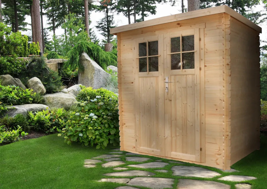 TIMBELA M310F Casetta da Giardino in Legno per esterni con porta con serratura di alta qualità - 239x144x200 cm/2.6m2 