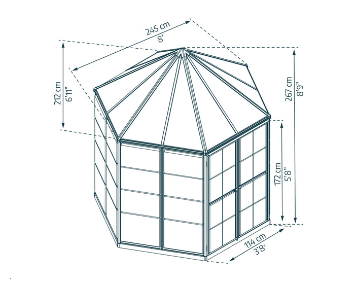 Canopia Oasis Serra Da Giardino in Policarbonato Esagonale 247X213X267 cm Grigio