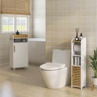 Mobiletto Bagno con Ripiani 1 Anta 18x20x90 cm in Truciolato Bianco