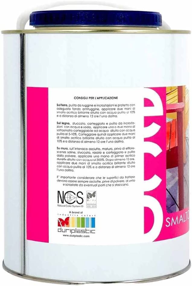 Ecolux smalto ecologico lucido acrilico ad acqua inodore per interno ed esterno *** tinta bianco perla, contenuto lit...