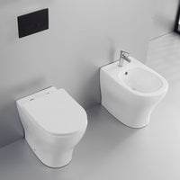 Ogomondo coppia sanitari fun a pavimento vaso bidet sedile frizionato fissaggi