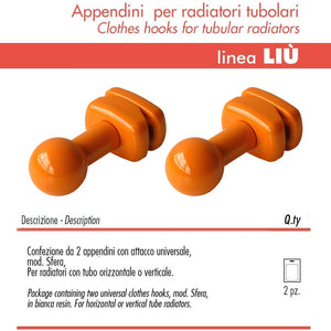 Pika' 2 appendini per radiatori liu' sfera colore arancione