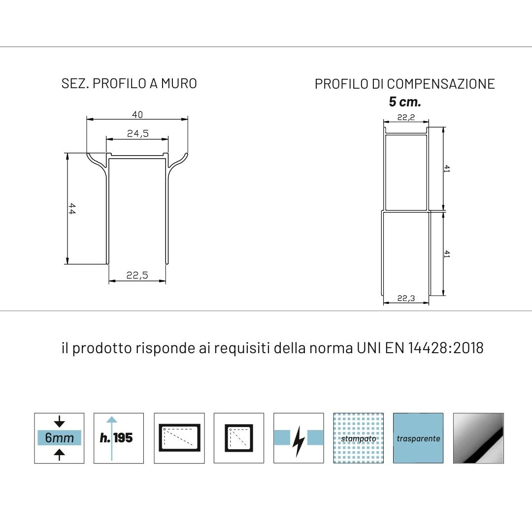 Porta nicchia doccia pieghevole modello edera cristallo temperato 6 millimetri *** misure 87-90xh195 cm stampato, con...