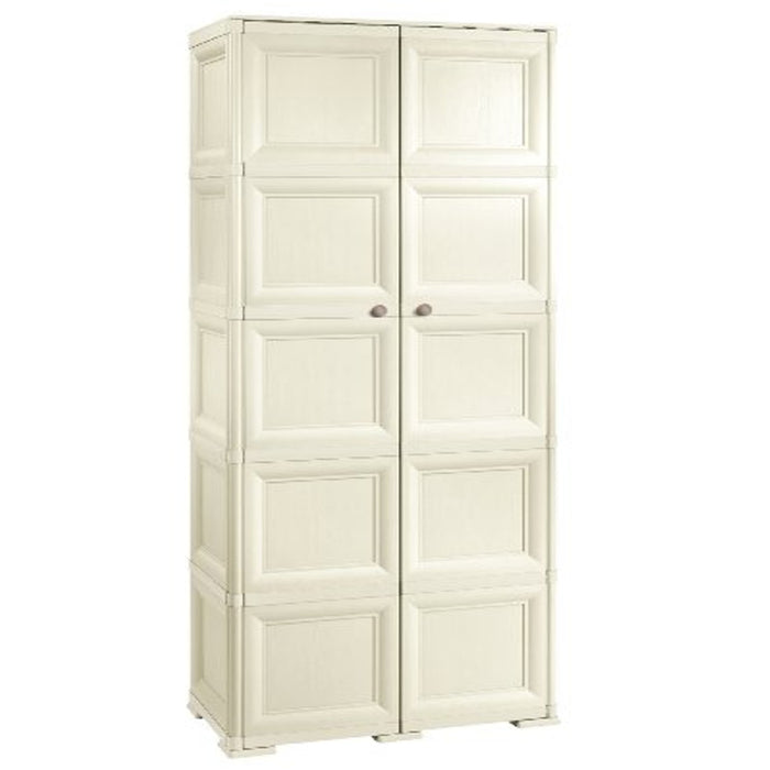 Armadio doppia anta portascope 5 ripiani cm 79x43x203 in resina colore angora - omnimodus