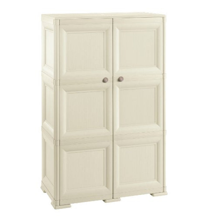 Armadietto doppia anta con 2 ripiani 79x43x125 in resina colore angora - omnimodus