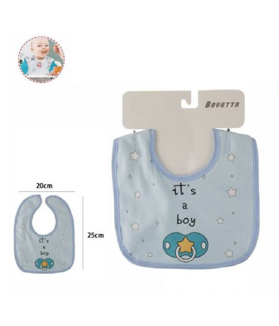 2pz Bavetto Bavaglino Neonato Pappa Allattamento Bambini It's A Boy Azzurra 68335         