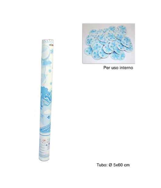 2pz Cannone Spara Coriandoli Nascita Bimbo Party è Nato Celesti 60cm Uso Interno         