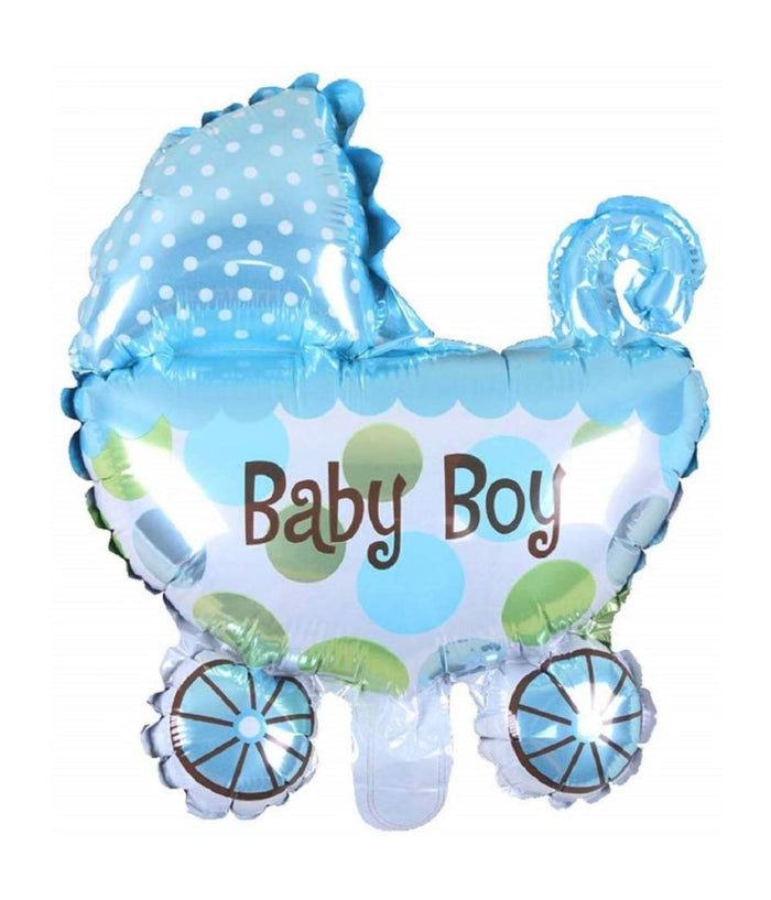 2pz Palloncini Palloncino Carrozzina Azzurra Baby Nascita 43x28cm Compleanni Festa         