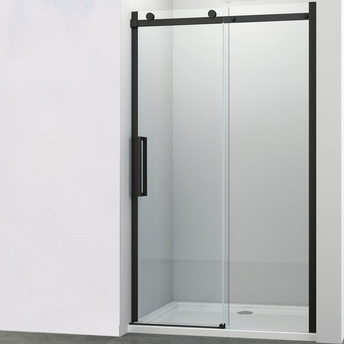 Ogomondo porta scorrevole slide due ante black profilo nero cristallo 8 mm *** misure 137-139xh200 cm, confezione 1